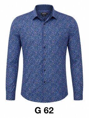 Nine West Men’s Slim Fit Floral Button-Down Shirt Blue Pink (G62)
